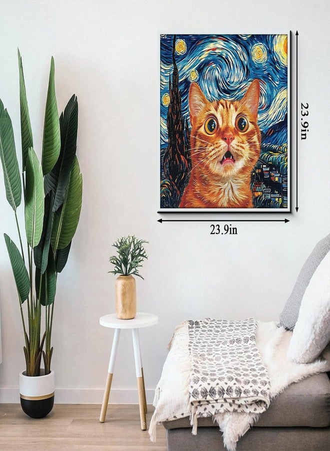 PPuzzling Cat Puzzles for Adults 1000 Pieces, Starry Night Aesthetic Jigsaw Puzzles, Funny Kitten Animal Landscape Scenic Puzzle as Home Decor - Image 4